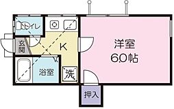 T.フラッツ 1階1Kの間取り