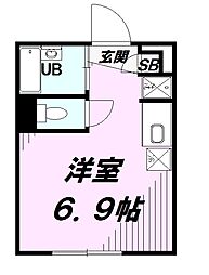 壱番街・鷹 2階ワンルームの間取り
