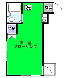 エンブレム神谷 1階ワンルームの間取り