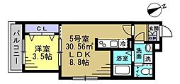 55-1 船橋 1LDKの間取図画像