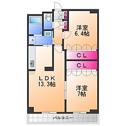 サウス23 2LDKの間取図画像