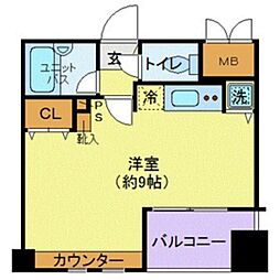 東京メトロ日比谷線 広尾駅 徒歩1分の賃貸マンション 6階ワンルームの間取り