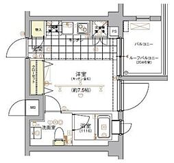 東急池上線 池上駅 徒歩6分の賃貸マンション 5階ワンルームの間取り