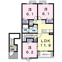 ラムールファミリアルA 3LDKの間取図画像