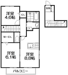 ヴェヌスタ幾野 2LDKの間取図画像