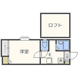 ピュア別府南伍番館 1Kの間取図画像