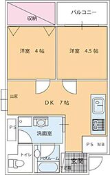 ガーデンブリッジ 2DKの間取図画像