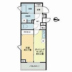 クラリティア池上 5階1DKの間取り