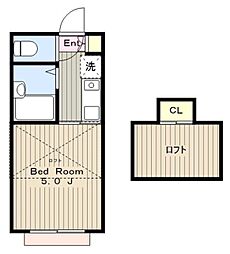 パンシオン町田 1階1Kの間取り