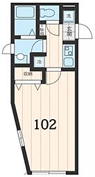 ソレイユ松戸 1階1Kの間取り