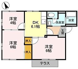 ライフタウニィA街区4 3DKの間取図画像