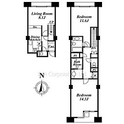 品川プリンス・レジデンス 11階2LDKの間取り