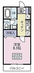 レスコガーデン 1Kの間取図画像