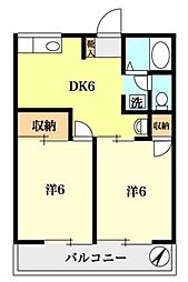シティハイム栄コーポＢ 1階2DKの間取り