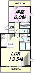 YAMAZAKIコーポラス 3階1LDKの間取り