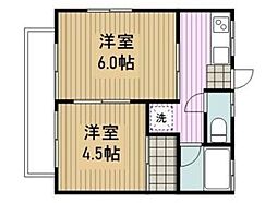 コーポ石川 2階2Kの間取り