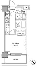ザ・パークハビオ月島フロント 5階1Kの間取り
