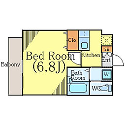 ガラ・シティ駒沢大学 8階1Kの間取り