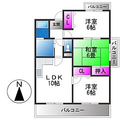 サンマール平野 3LDKの間取図画像