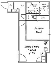 Branche鷺ノ宮II 1階1DKの間取り
