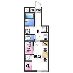 南海線 紀ノ川駅 徒歩12分の賃貸アパート 1階1Kの間取り