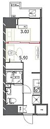 ジェノヴィア東神田グリーンヴェール 1DKの間取図画像