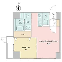 リーガ・ルーセント 1LDKの間取図画像