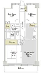 アーバンパーク三ッ池公園 E棟 5階3LDKの間取り