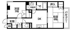 ロワイヤル東井堀12 2DKの間取図画像