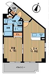 プライムアーバン中野上高田 1階1LDKの間取り