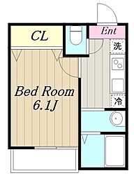 アザーレ・パッシオ本厚木B0 2階1Kの間取り