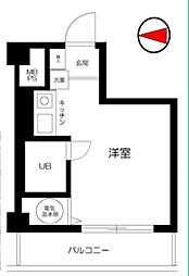 ライオンズマンション中野坂上 2階ワンルームの間取り