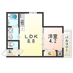 FmiraiLuft 1LDKの間取図画像