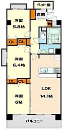ストーク宮苑 3LDKの間取図画像
