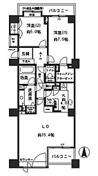 パークサイドウイングス 2LDKの間取図画像