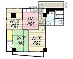 セザール鶴川ガーデンヒルズ 6階3DKの間取り