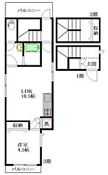 野方1丁目メゾン 3階1LDKの間取り