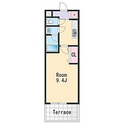 ティエラハウス西小二里 1Kの間取図画像