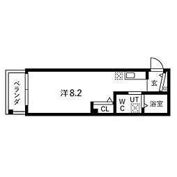 ブリエ京都 2階ワンルームの間取り