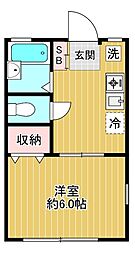 テクムハイツ 1階1Kの間取り