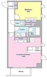 CITYCURRENT代官山 1LDKの間取図画像