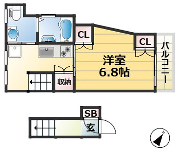 ハイツ西元町II ｜兵庫県神戸市中央区楠町１丁目(賃貸アパート1K・2階・29.57㎡)の写真 その2