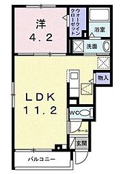 メゾンわかば 1階1LDKの間取り
