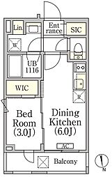 イプセ神楽坂 3階1DKの間取り