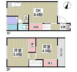 グリーンテラス橋本 1階2DKの間取り
