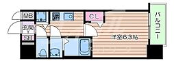 ゼオン大阪EAST 1Kの間取図画像