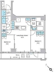 プレディアコート西葛西 2階2LDKの間取り