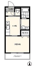カームサンシャイン 1Kの間取図画像
