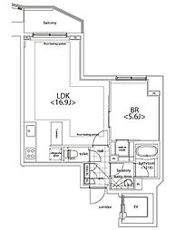 東京メトロ南北線 麻布十番駅 徒歩3分の賃貸マンション 3階1LDKの間取り