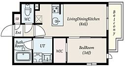 コンポジット新宿柏木 1階1LDKの間取り